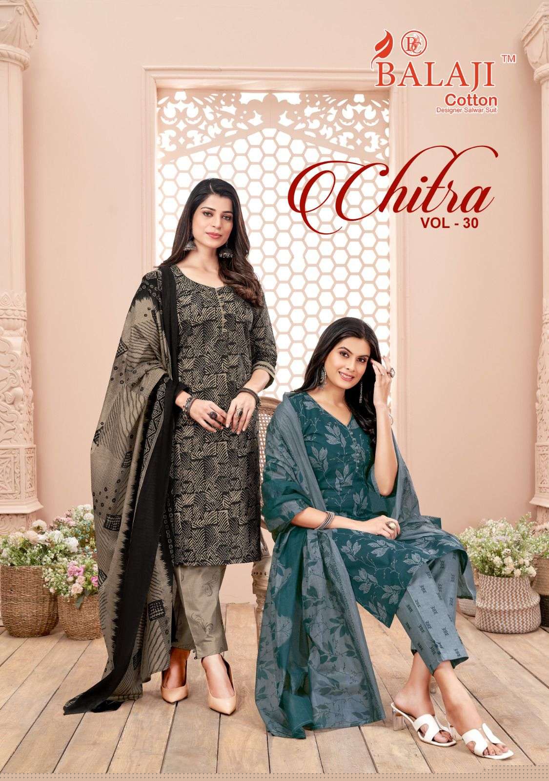 Chitra Vol-30 By Balaji Cotton 3001 To 3012 Series Beautiful Festive Suits Colorful Stylish Fancy Casual Wear & Ethnic Wear Pure Cotton Print Dresses At Wholesale Price