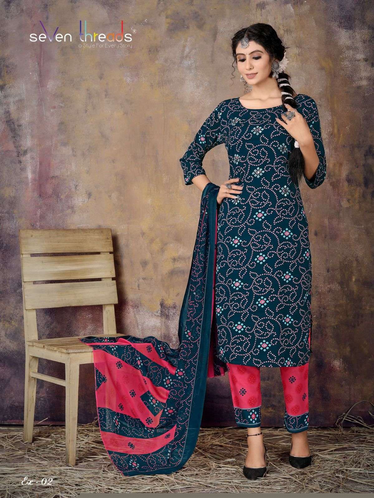 Ex Vol-1 By Seven Threads 01 To 06 Series Beautiful Suits Colorful Stylish Fancy Casual Wear & Ethnic Wear Semi Rayon Dresses At Wholesale Price