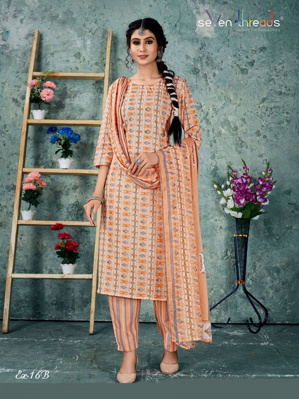 Ex Vol-16 By Seven Threads 16-A To 16-D Series Beautiful Suits Colorful Stylish Fancy Casual Wear & Ethnic Wear Cotton Print Dresses At Wholesale Price