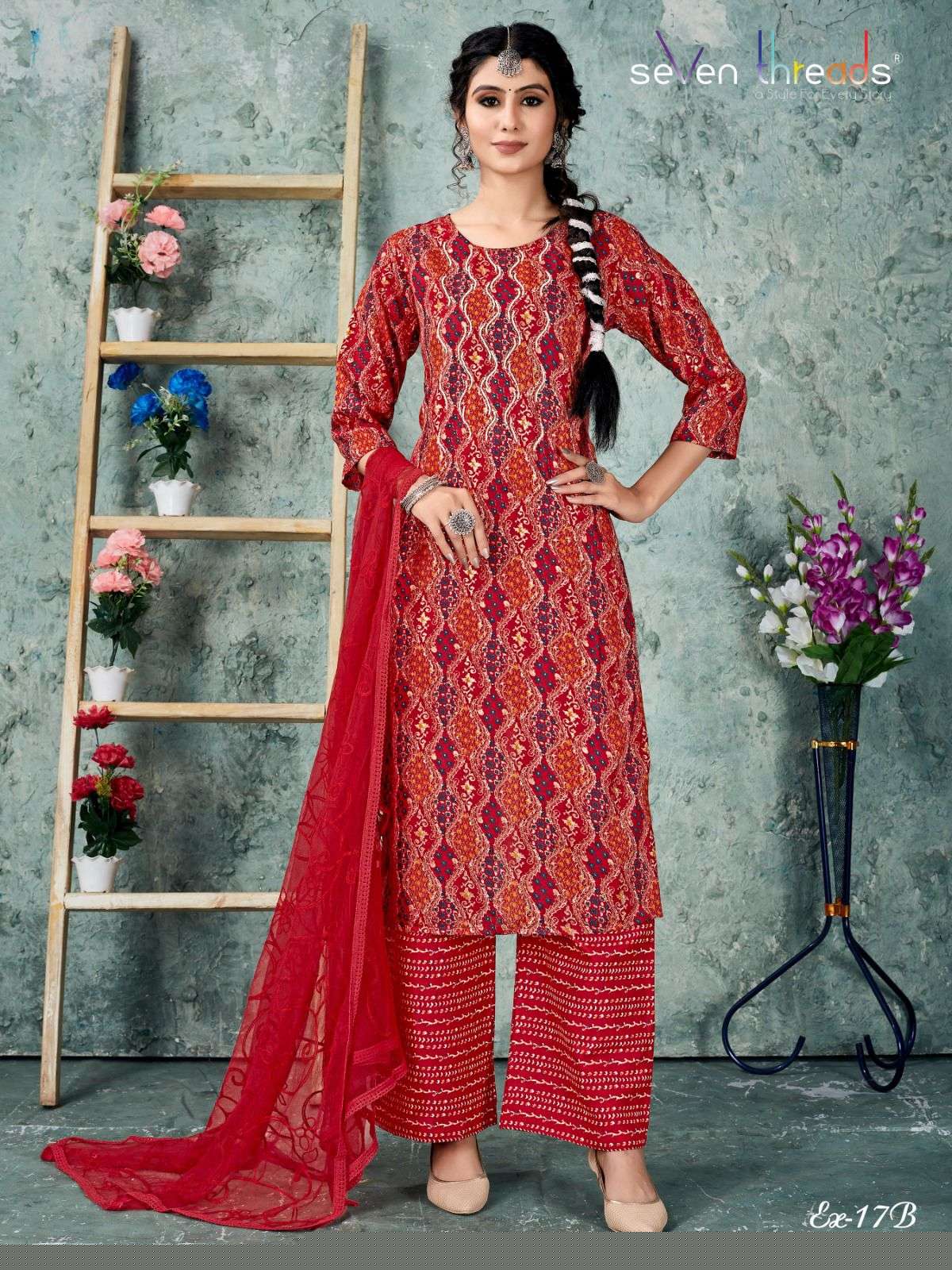 Ex Vol-17 By Seven Threads 17-A To 17-D Series Beautiful Suits Colorful Stylish Fancy Casual Wear & Ethnic Wear Cotton Print Dresses At Wholesale Price