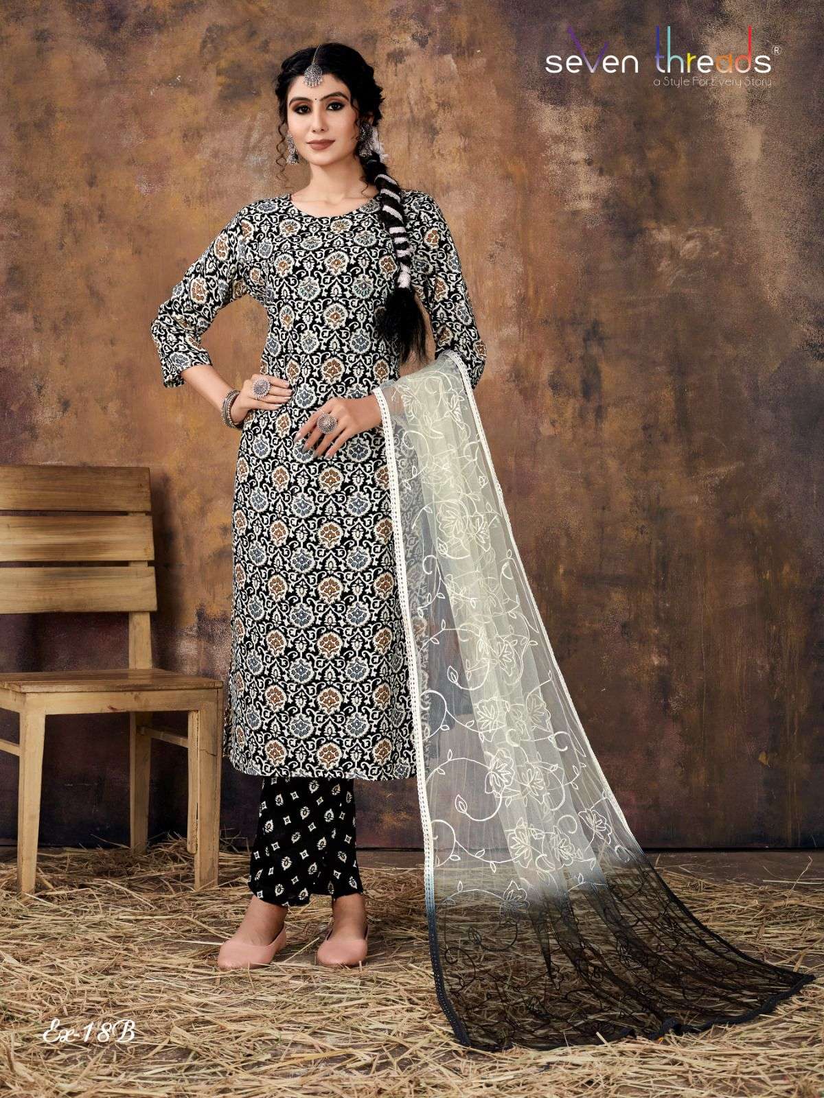 Ex Vol-18 By Seven Threads 18-A To 18-D Series Beautiful Suits Colorful Stylish Fancy Casual Wear & Ethnic Wear Cotton Print Dresses At Wholesale Price