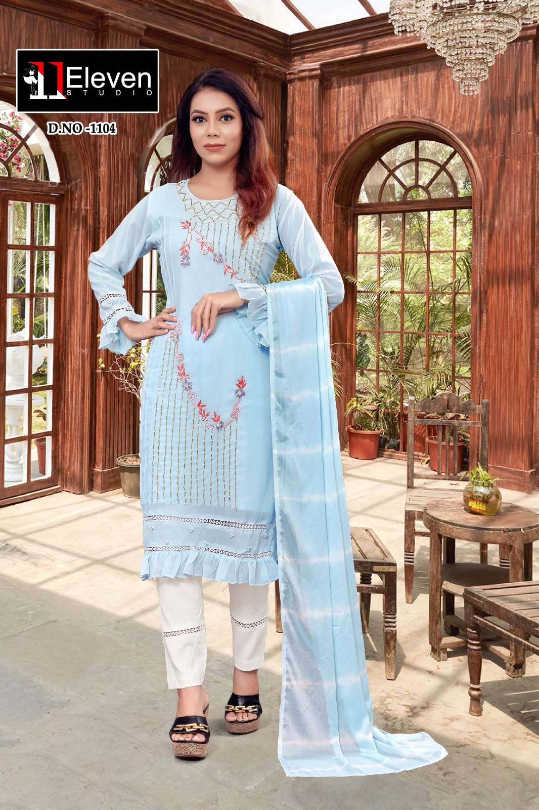 Eleven 1104 Colours By Eleven Studio 1104-A To 1104-B Series Designer Pakistani Suits Beautiful Fancy Stylish Colorful Party Wear & Occasional Wear Pure Georgette Embroidery Dresses At Wholesale Price