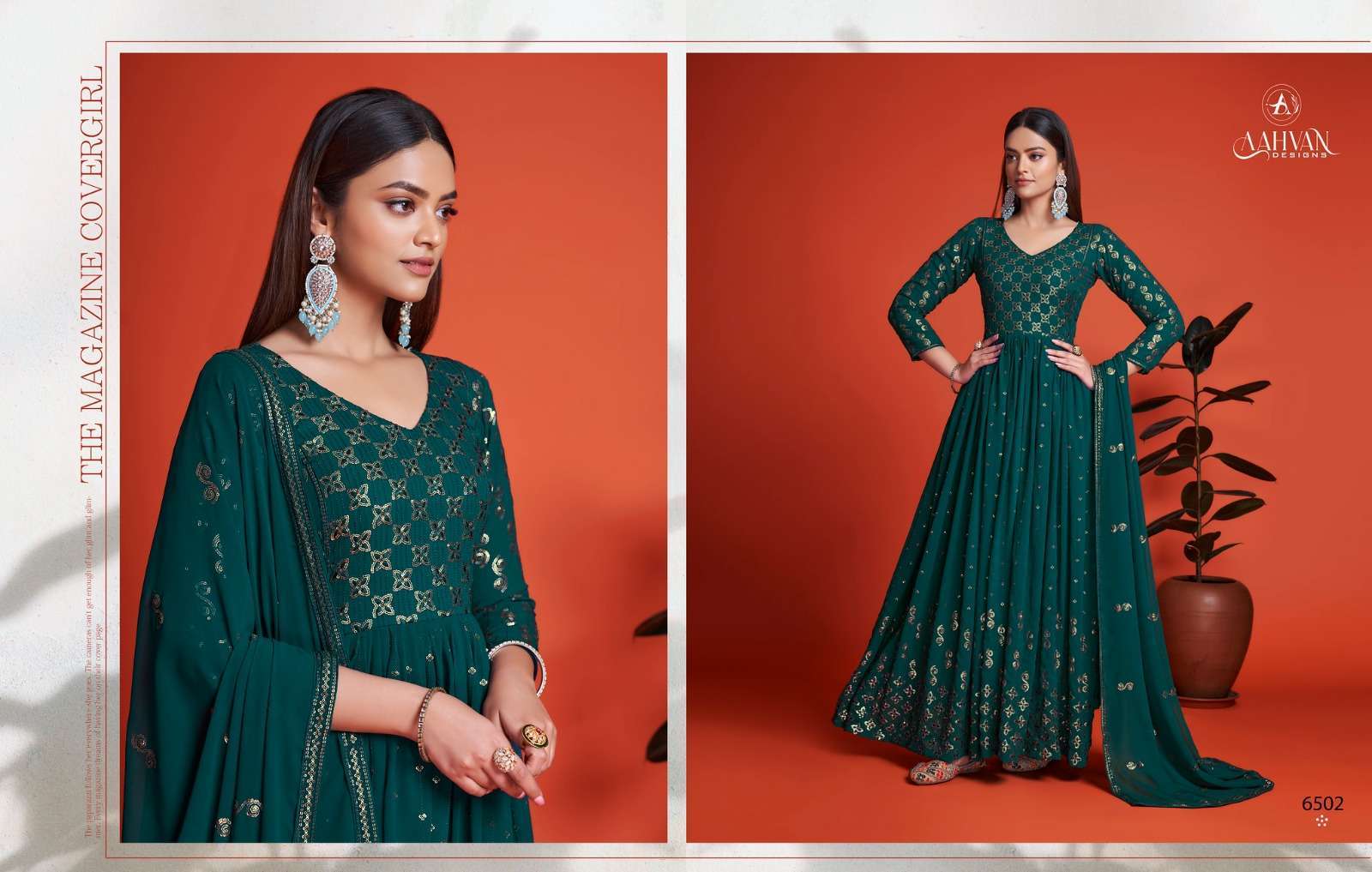 Elegance By Aahvan 6501 To 6504 Series Beautiful Stylish Fancy Colorful Casual Wear & Ethnic Wear Georgette Gowns With Dupatta At Wholesale Price
