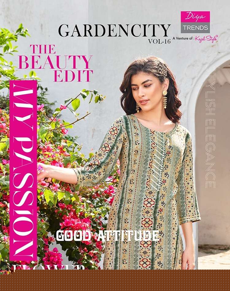 Gardencity Vol-16 By Diya Trends 16001 To 16010 Series Designer Stylish Fancy Colorful Beautiful Party Wear & Ethnic Wear Collection Rayon Prints Kurtis At Wholesale Price