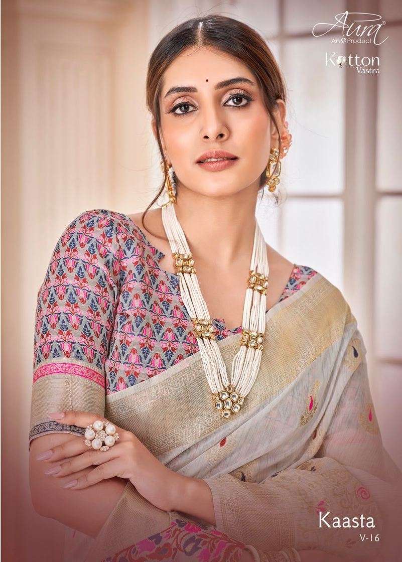 Kaasta Vol-16 By Aura 53201 To 53206 Series Indian Traditional Wear Collection Beautiful Stylish Fancy Colorful Party Wear & Occasional Wear Cotton Sarees At Wholesale Price