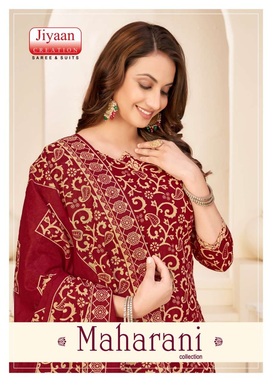 Maharani Collection By Jiyaan Creation 1001 To 1010 Series Beautiful Stylish Festive Suits Fancy Colorful Casual Wear & Ethnic Wear & Ready To Wear Cambric Print Dresses At Wholesale Price