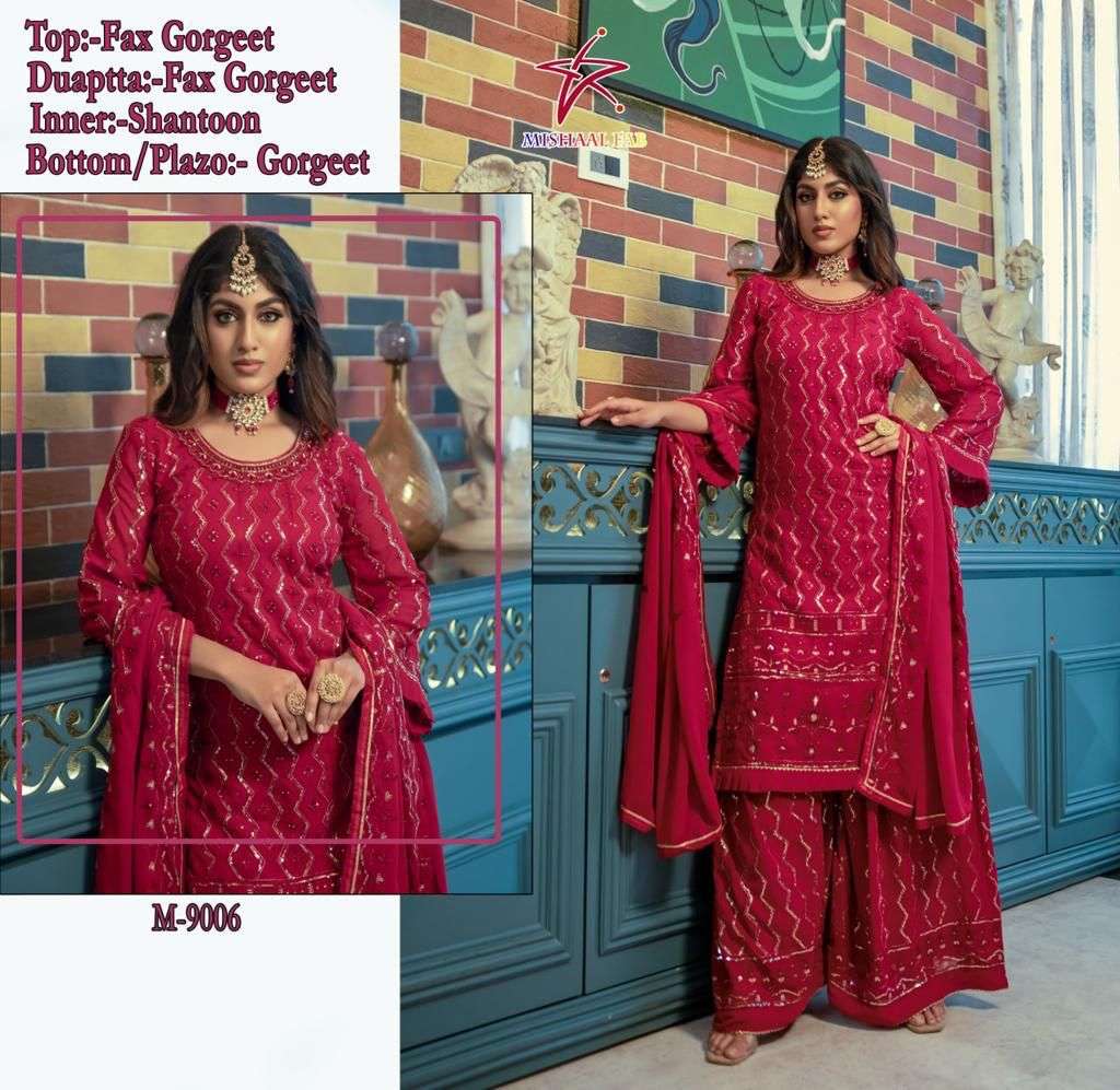 Mishaal Hit Design 9006 By Mishaal Fab Beautiful Pakistani Suits Stylish Colorful Fancy Casual Wear & Ethnic Wear Faux Georgette Embroidered Dresses At Wholesale Price