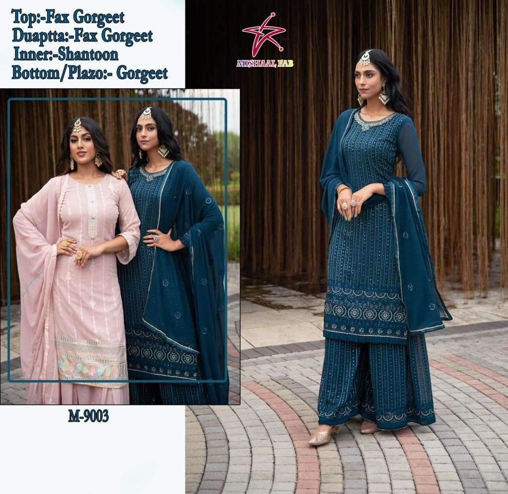 Mishaal Hit Design 9003 By Mishaal Fab Beautiful Stylish Pakistani Suits Fancy Colorful Casual Wear & Ethnic Wear & Ready To Wear Faux Georgette Embroidery Dresses At Wholesale Price
