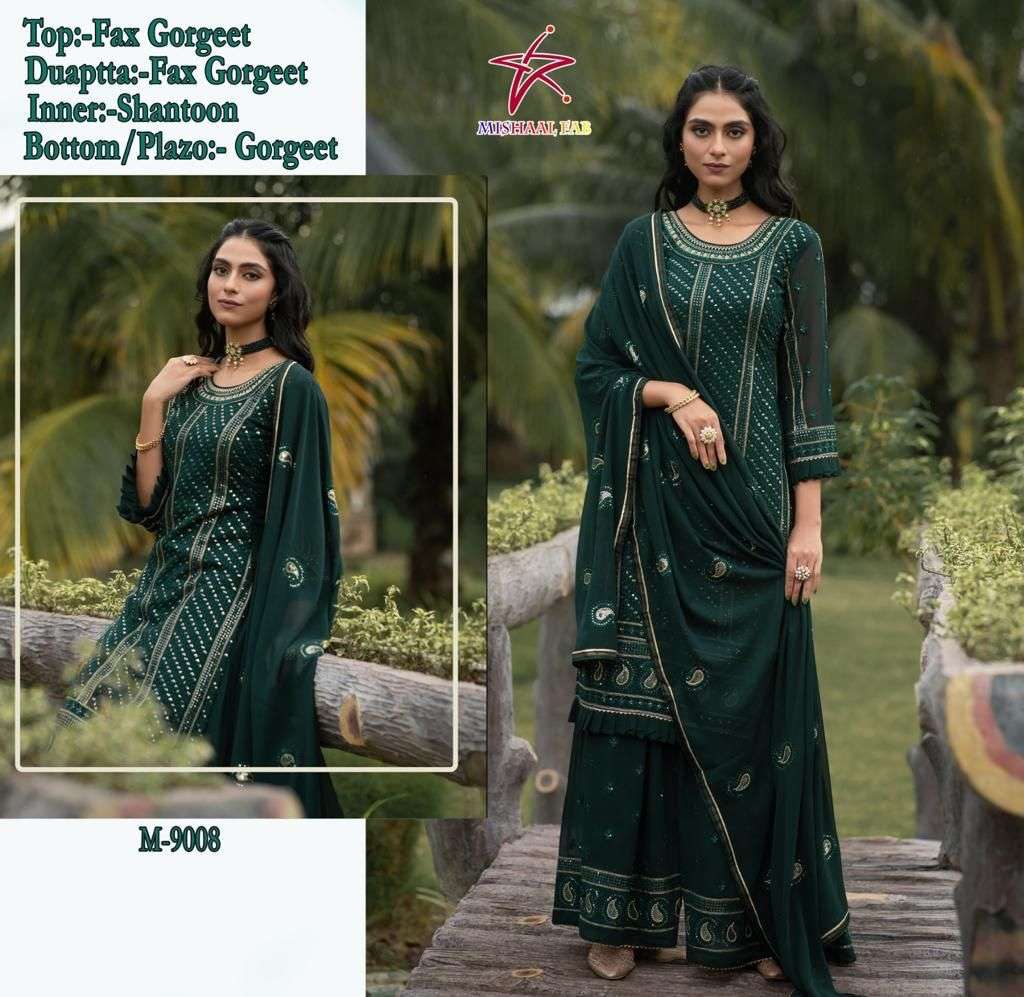 Mishaal Hit Design 9008 By Mishaal Fab Beautiful Stylish Pakistani Suits Fancy Colorful Casual Wear & Ethnic Wear & Ready To Wear Heavy Georgette Embroidery Dresses At Wholesale Price