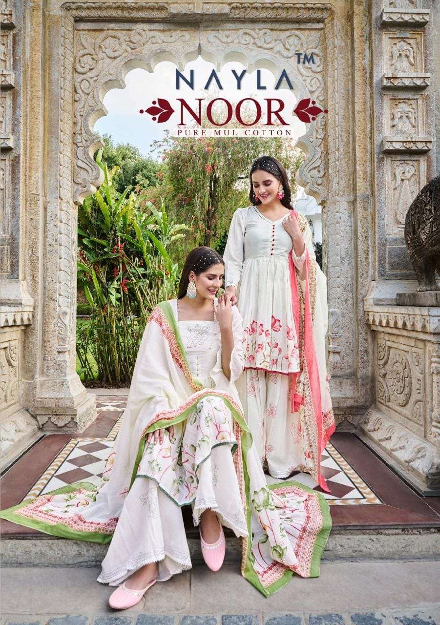 Noor By Nayla 1001 To 1006 Series Festive Sharara Suits Beautiful Fancy Colorful Stylish Party Wear & Occasional Wear Pure Mal Cotton Dresses At Wholesale Price