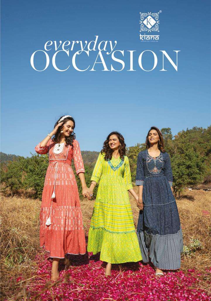 Occasion By Kiana 101 To 108 Series Beautiful Stylish Fancy Colorful Casual Wear & Ethnic Wear Pure Cotton Print Gowns At Wholesale Price