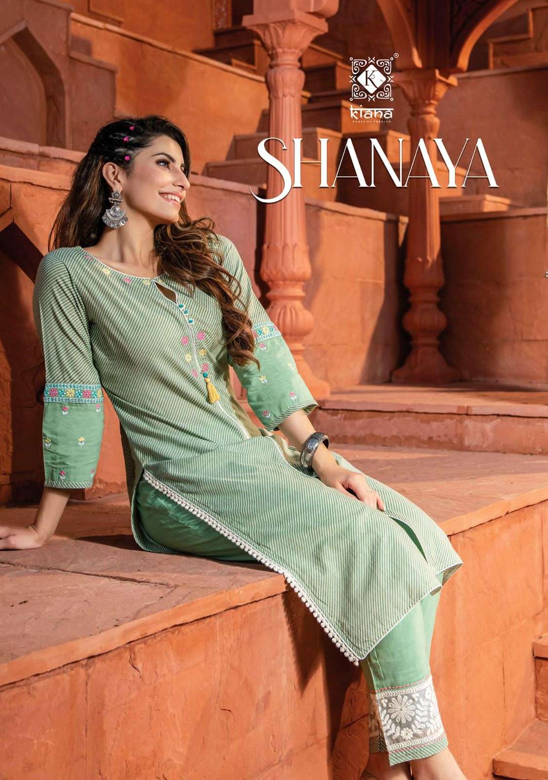 Shanaya By Kiana 001 To 005 Series Beautiful Stylish Fancy Colorful Casual Wear & Ethnic Wear Pure Cotton Kurtis With Bottom At Wholesale Price