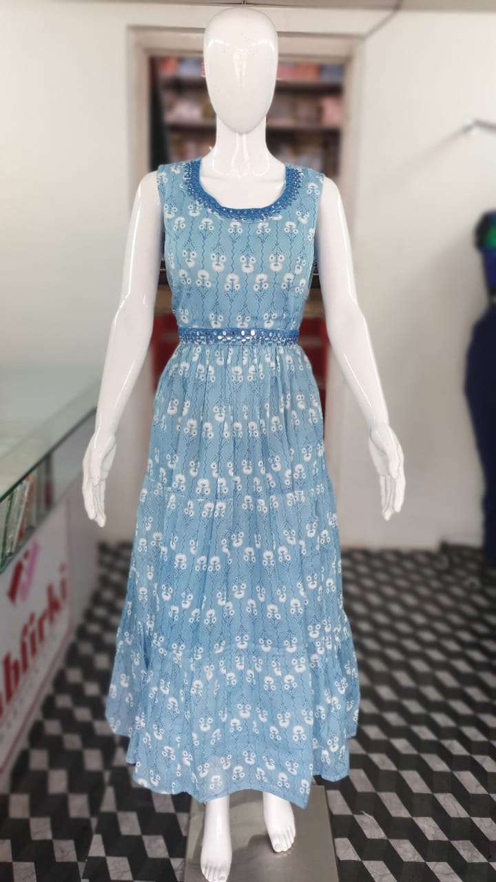Surya-1001 By FF Beautiful Stylish Fancy Colorful Casual Wear & Ethnic Wear Mal Cotton Gowns At Wholesale Price