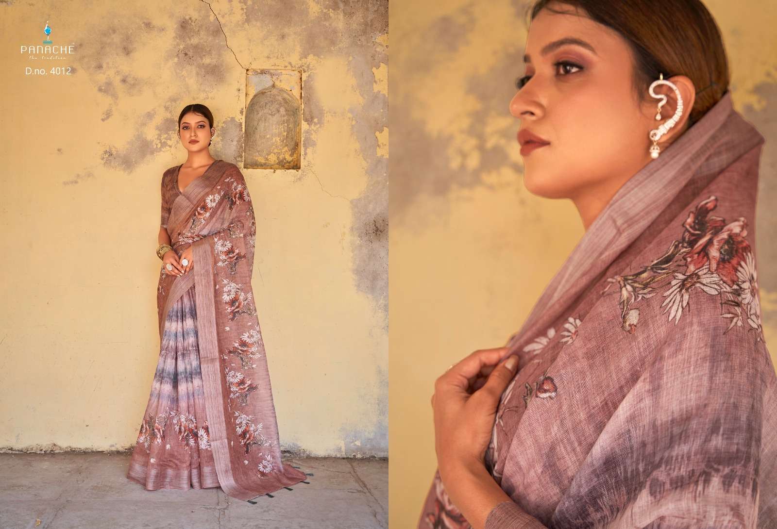 Saanvi Vol-2 By Panache 4011 To 4019 Series Indian Traditional Wear Collection Beautiful Stylish Fancy Colorful Party Wear & Occasional Wear Linen Digital Print Sarees At Wholesale Price