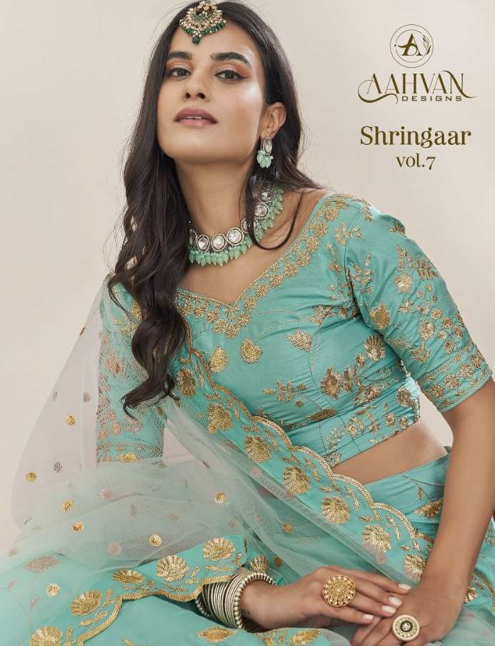 Shringaar Vol-7 By Aahvan 4801 To 4805 Series Designer Beautiful Collection Occasional Wear & Party Wear Art Silk Lehengas At Wholesale Price