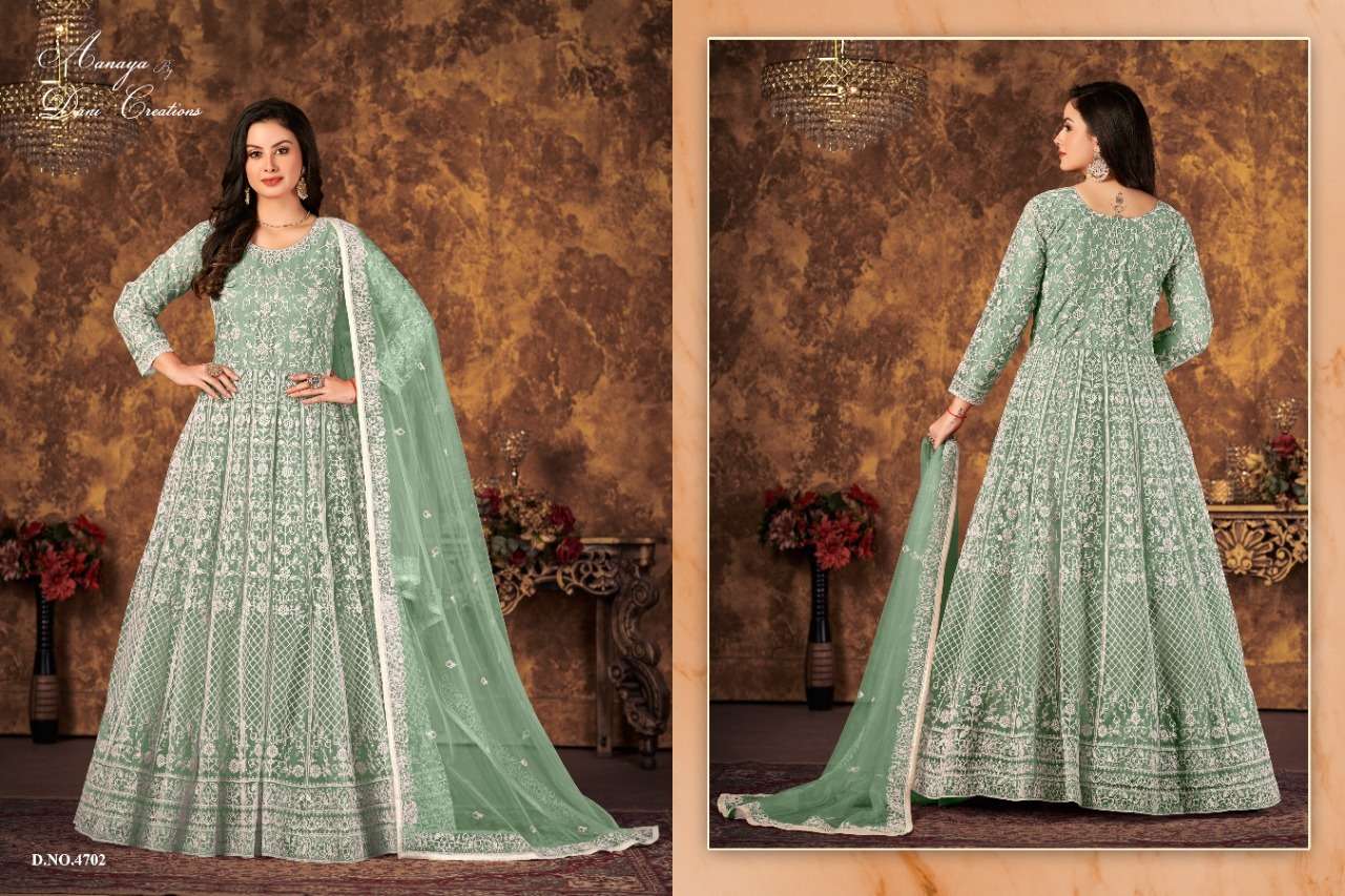 Aanaya Vol-147 By Twisha 4701 To 4704 Series Beautiful Stylish Anarkali Suits Fancy Colorful Casual Wear & Ethnic Wear & Ready To Wear Net Dresses At Wholesale Price