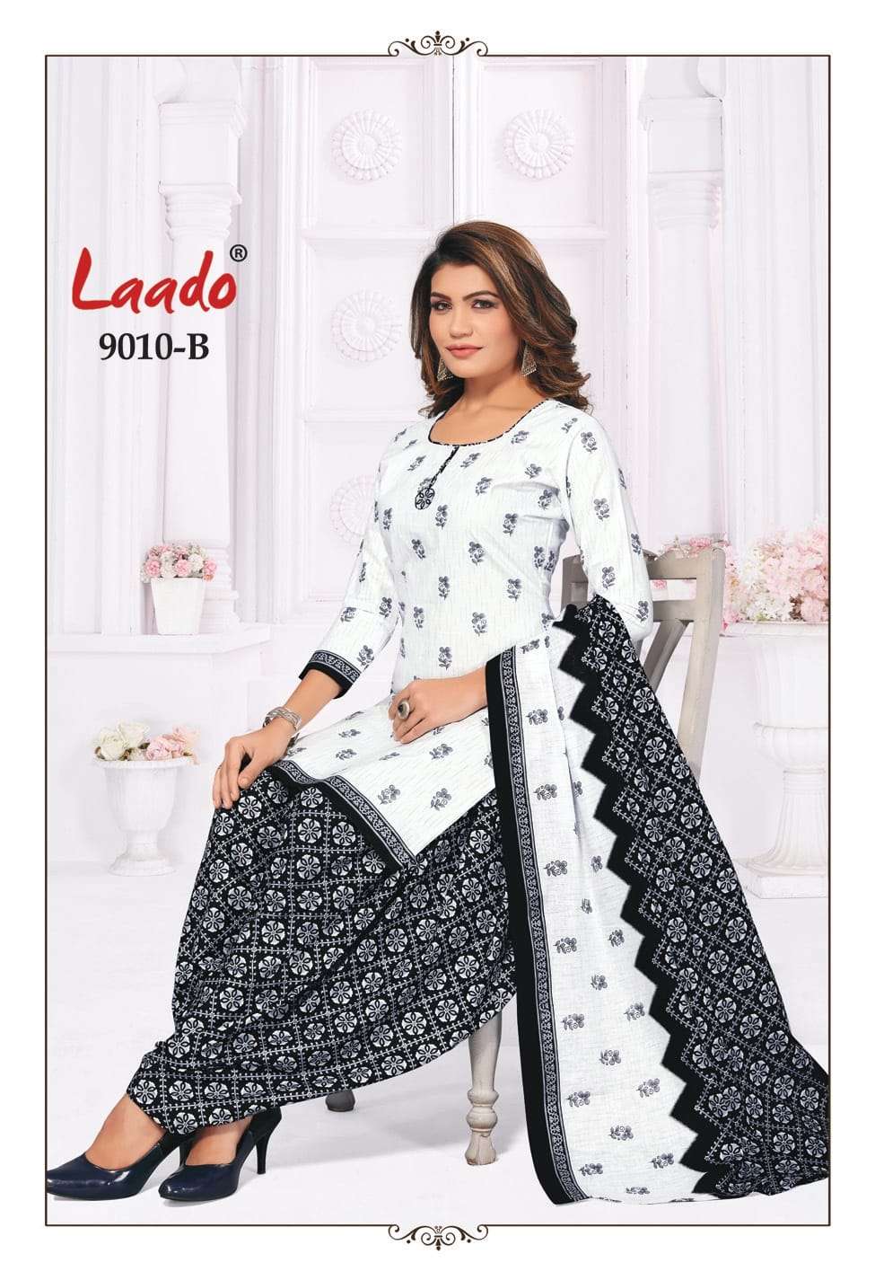 Black And White By Laado 9010-A To 9010-H Series Beautiful Suits Colorful Stylish Fancy Casual Wear & Ethnic Wear Cotton Print Dresses At Wholesale Price