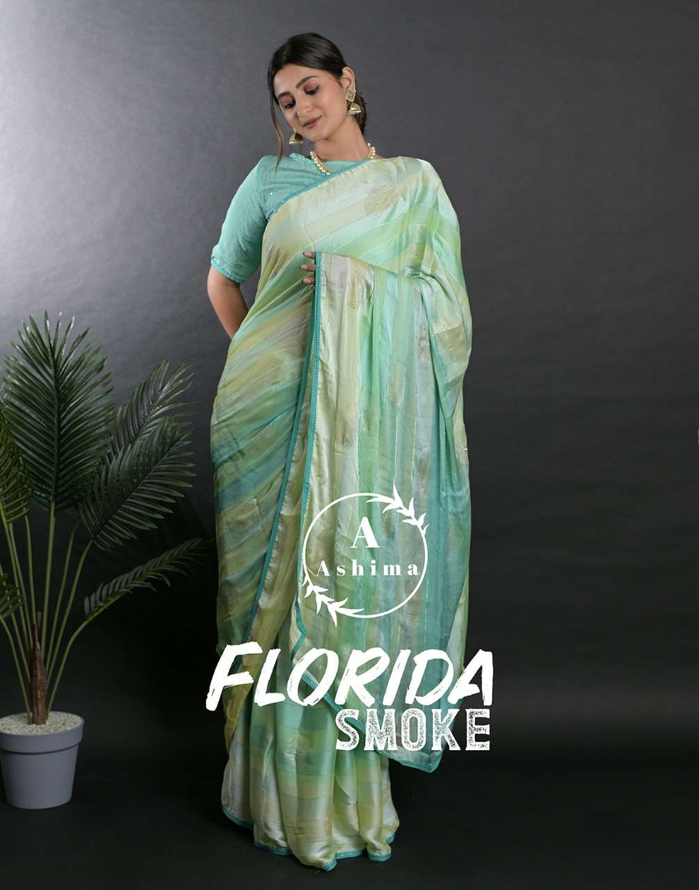 Florida Smoke By Ashima 7001 To 7008 Series Indian Traditional Wear Collection Beautiful Stylish Fancy Colorful Party Wear & Occasional Wear Linen Satin Sarees At Wholesale Price