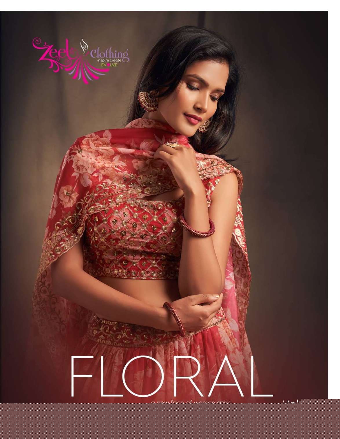 Floral Vol-2 By Zeel Clothing 7611 To 7619 Series Indian Traditional Beautiful Stylish Designer Banarasi Silk Jacquard Embroidered Party Wear Organza Lehengas At Wholesale Price