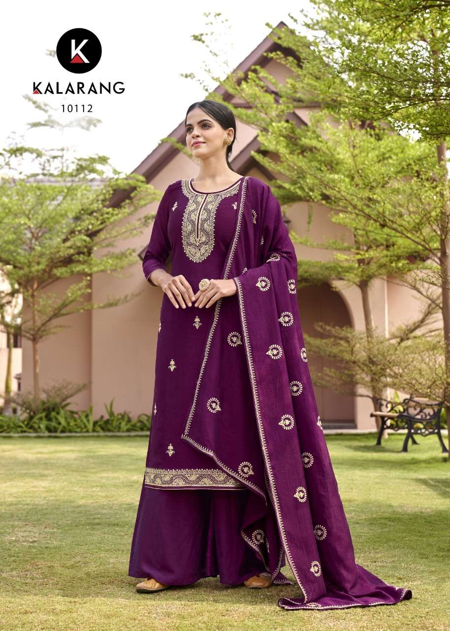 Jiya By Kalarang 10111 To 10114 Series Beautiful Stylish Suits Fancy Colorful Casual Wear & Ethnic Wear & Ready To Wear Vichitra Silk Dresses At Wholesale Price