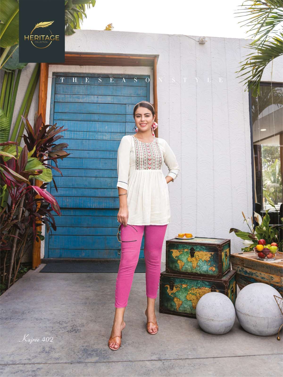 Kajree Vol-4 By Heritage 401 To 407 Series Beautiful Stylish Fancy Colorful Casual Wear & Ethnic Wear Rayon Slub Tops At Wholesale Price