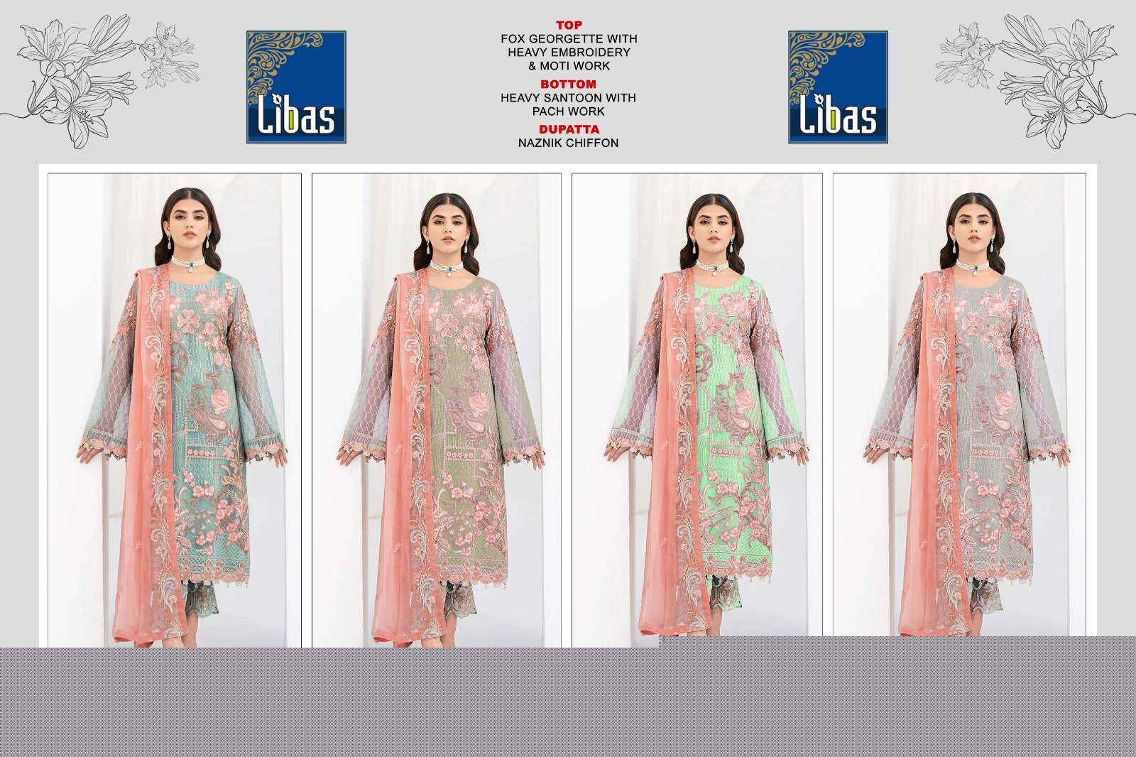Libas 133 By Libas 133-A To 133-D Series Beautiful Stylish Pakistani Suits Fancy Colorful Casual Wear & Ethnic Wear & Ready To Wear Faux Georgette Embroidered Dresses At Wholesale Price