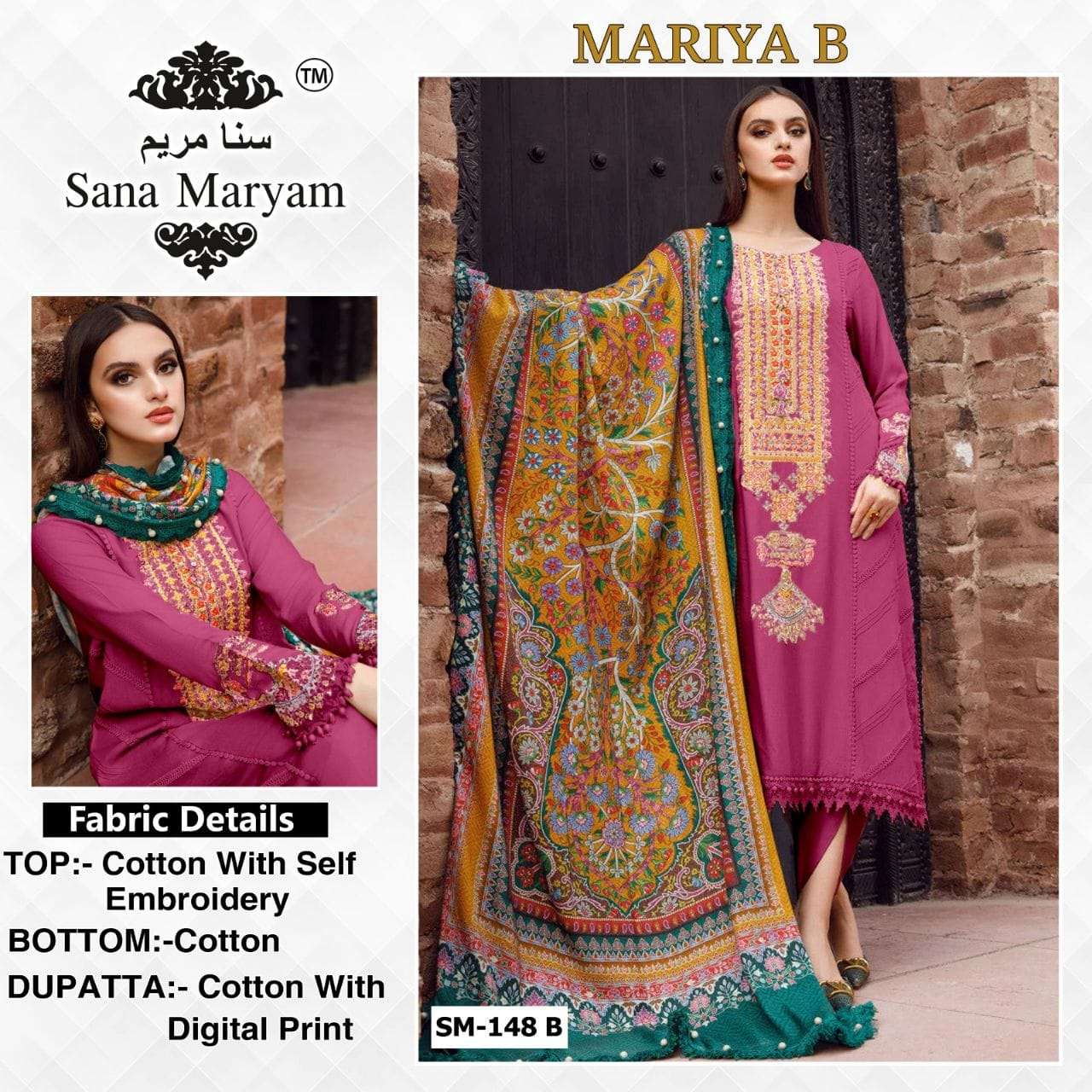 Mariya B By Sana Maryam 148 To 148-B Series Beautiful Pakistani Suits Colorful Stylish Fancy Casual Wear & Ethnic Wear Cotton Embroidered Dresses At Wholesale Price