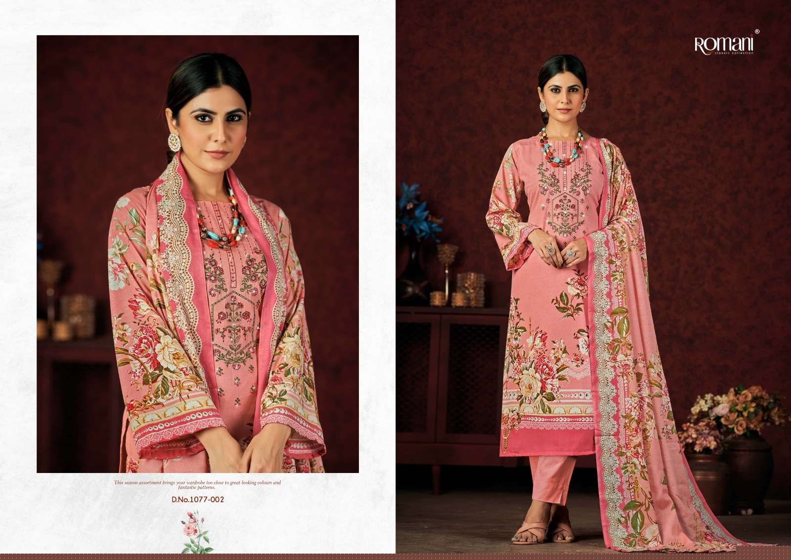 Mareena Vol-13 By Romani 1077-001 To 1077-010 Series Beautiful Stylish Festive Suits Fancy Colorful Casual Wear & Ethnic Wear & Ready To Wear Pure Soft Cotton With Embroidery Dresses At Wholesale Price