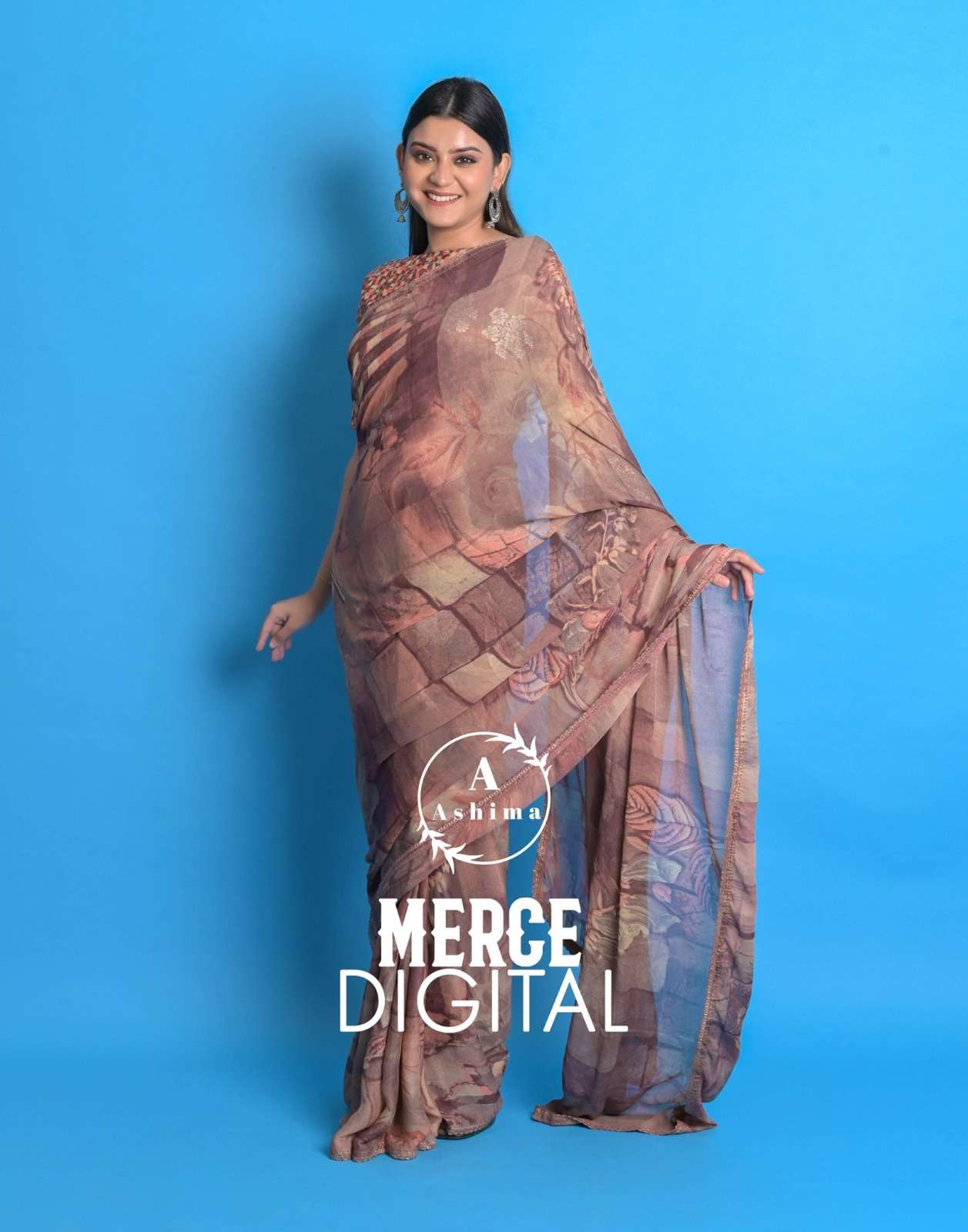 Merce Digital By Ashima 8001 To 8008 Series Indian Traditional Wear Collection Beautiful Stylish Fancy Colorful Party Wear & Occasional Wear Dull Moss Sarees At Wholesale Price