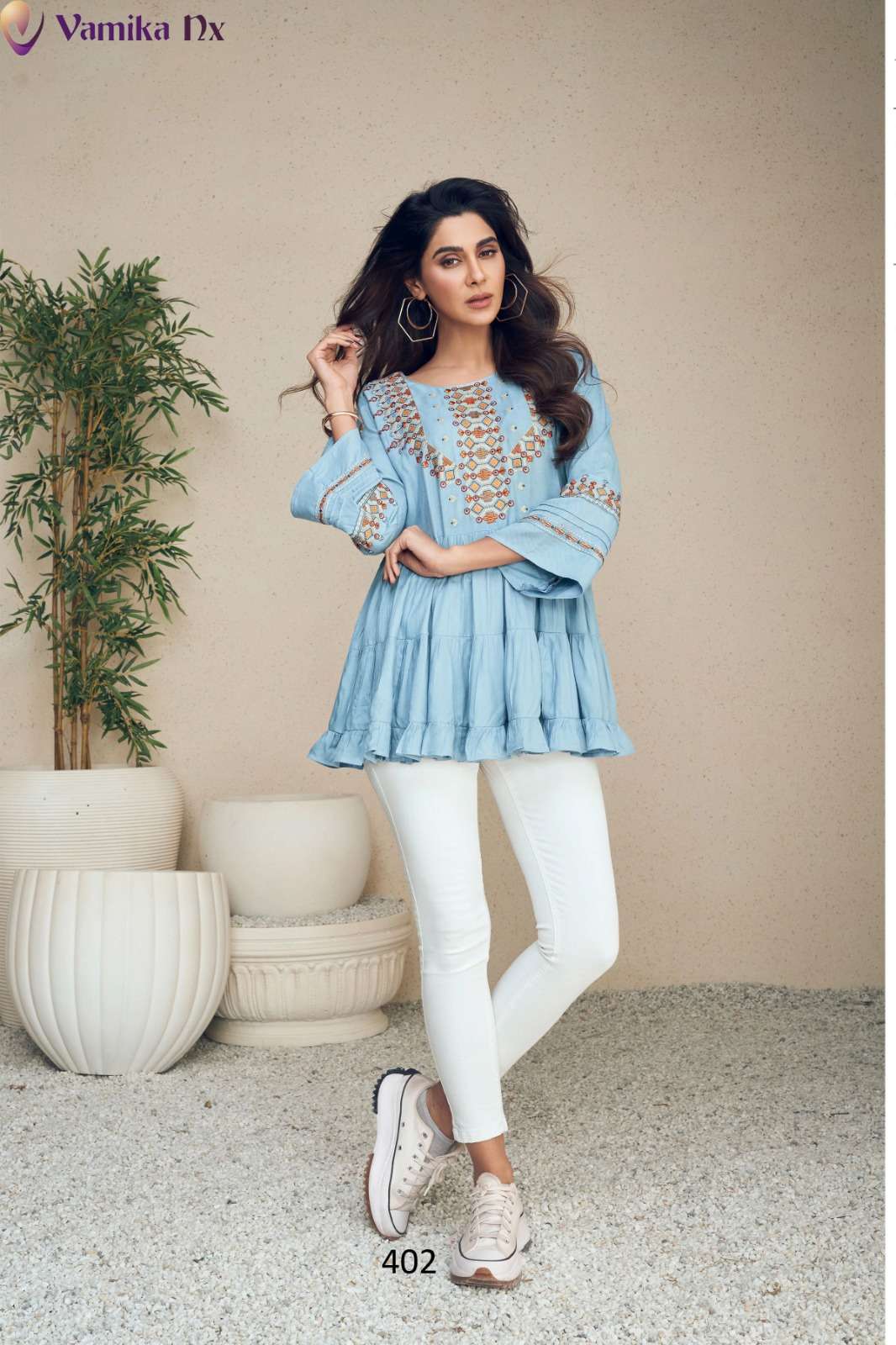 Meraki By Vamika 401 To 406 Series Beautiful Stylish Fancy Colorful Casual Wear & Ethnic Wear Heavy Rayon Slub Tops At Wholesale Price