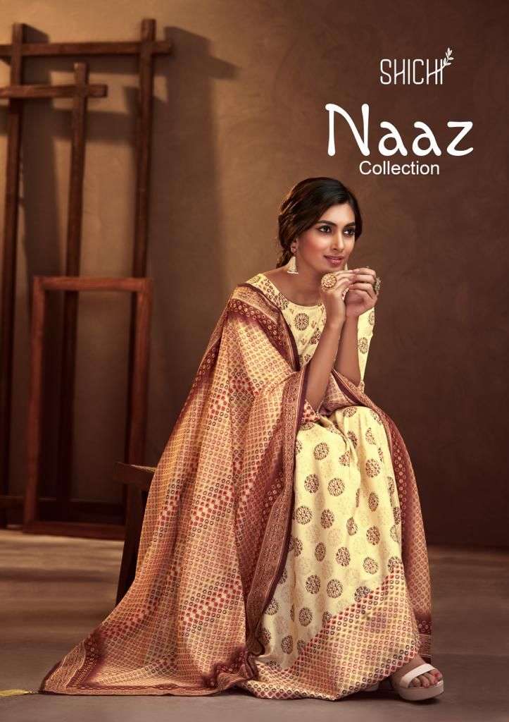 Naaz By Shichi 103 To 108 Series Beautiful Stylish Fancy Colorful Casual Wear & Ethnic Wear Linen Silk Gowns With Dupatta At Wholesale Price