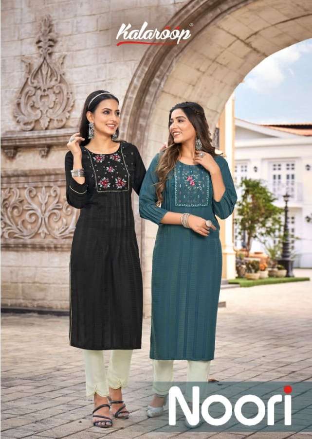 Noori By Kalaroop 13756 To 13761 Series Beautiful Stylish Fancy Colorful Casual Wear & Ethnic Wear Rayon Embroidered Kurtis At Wholesale Price