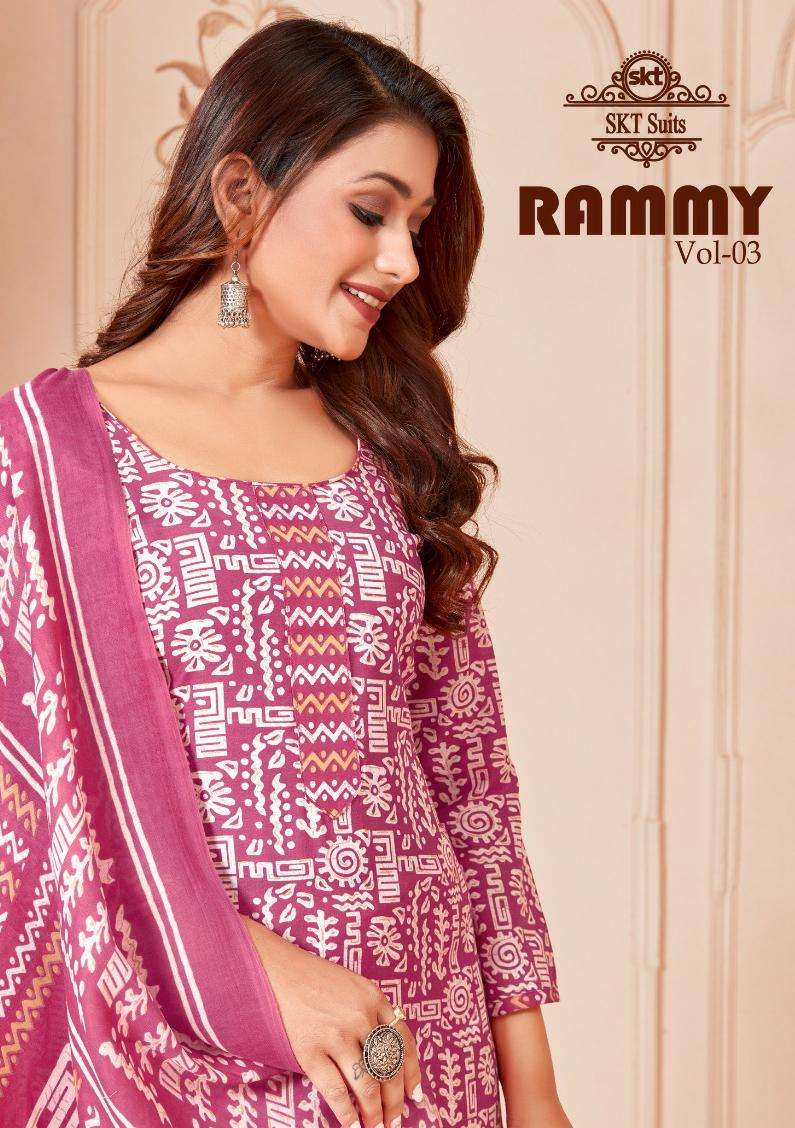 Rammy Vol-3 By Skt Suits 3001 To 3012 Series Beautiful Stylish Festive Suits Fancy Colorful Casual Wear & Ethnic Wear & Ready To Wear Cotton Print Dresses At Wholesale Price