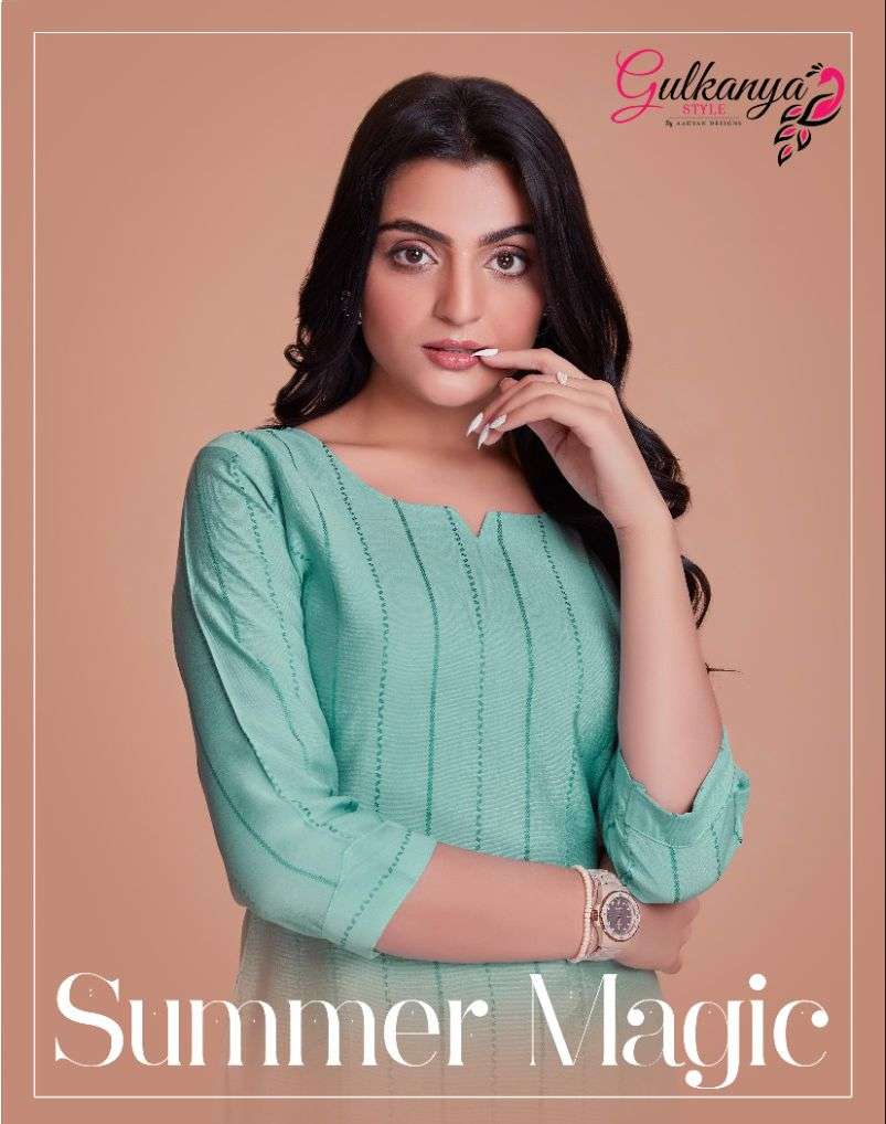 Summer Magic By Gulkanya Style 101 To 104 Series Designer Stylish Fancy Colorful Beautiful Party Wear & Ethnic Wear Collection Viscose Kurtis With Bottom At Wholesale Price