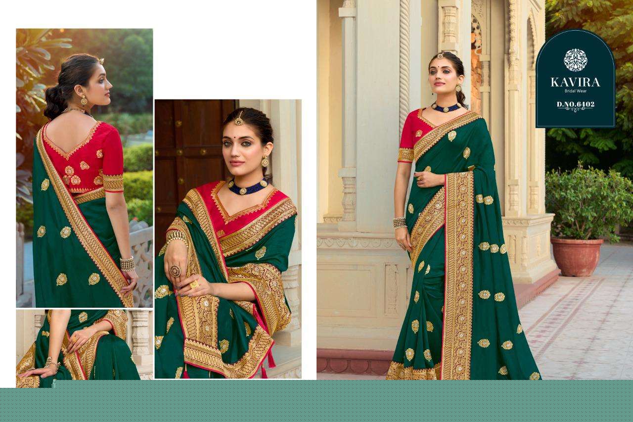 Samantha By Kavira 6401 To 6411 Series Indian Traditional Wear Collection Beautiful Stylish Fancy Colorful Party Wear & Occasional Wear Vichitra Sarees At Wholesale Price