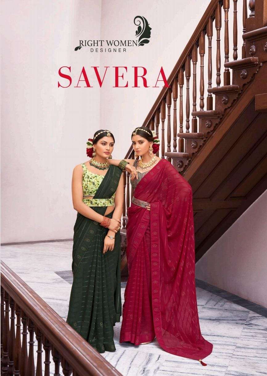 Savera By Right Women 30111 To 30118 Series Indian Traditional Wear Collection Beautiful Stylish Fancy Colorful Party Wear & Occasional Wear Pure Georgette Sarees At Wholesale Price