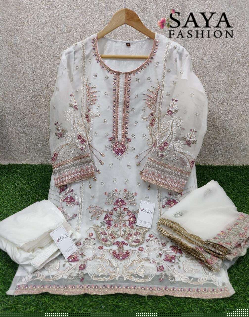 Saya-008 Colours By Saya Fashion 008-A To 008-B Series Pakistani Suits Beautiful Fancy Colorful Stylish Party Wear & Occasional Wear Pure Organza Embroidery Dresses At Wholesale Price