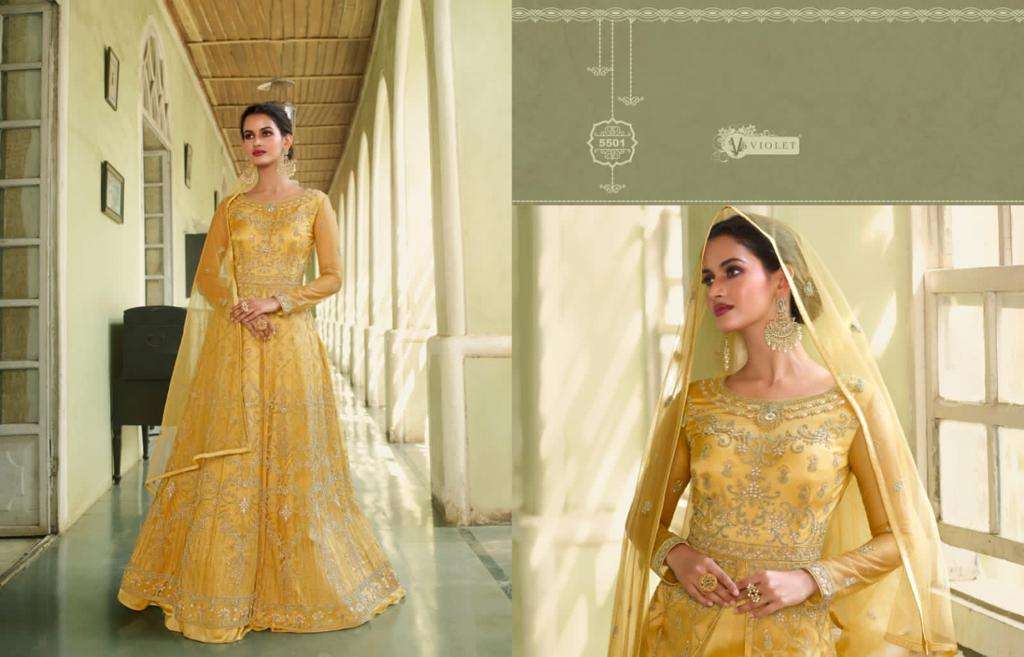 Violet Hit Design 5501 By Swagat Beautiful Anarkali Suits Colorful Stylish Fancy Casual Wear & Ethnic Wear Net Dresses At Wholesale Price