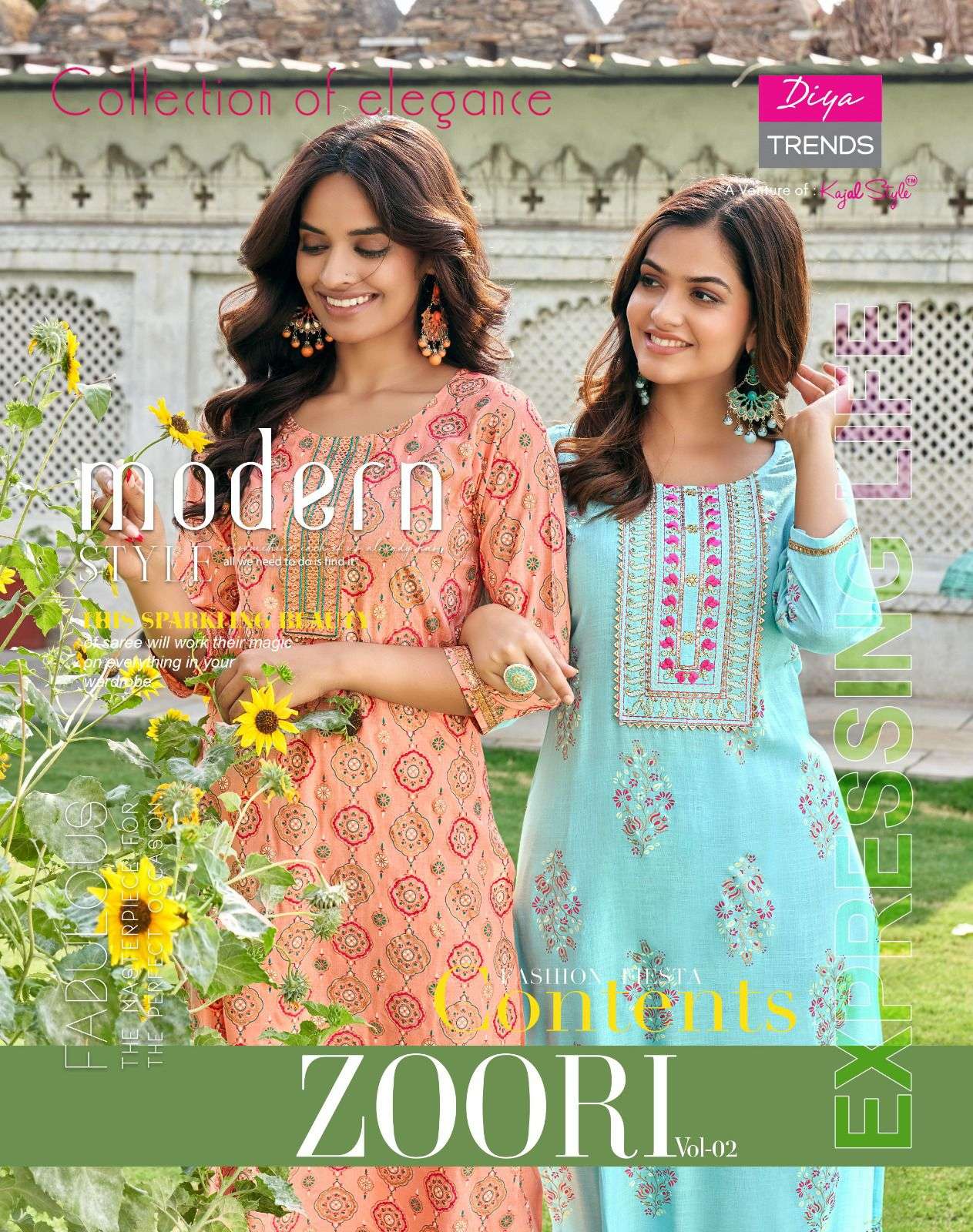 Zoori Vol-2 By Diya Trends 1001 To 1006 Series Beautiful Stylish Fancy Colorful Casual Wear & Ethnic Wear Rayon Gold Kurtis With Bottom At Wholesale Price
