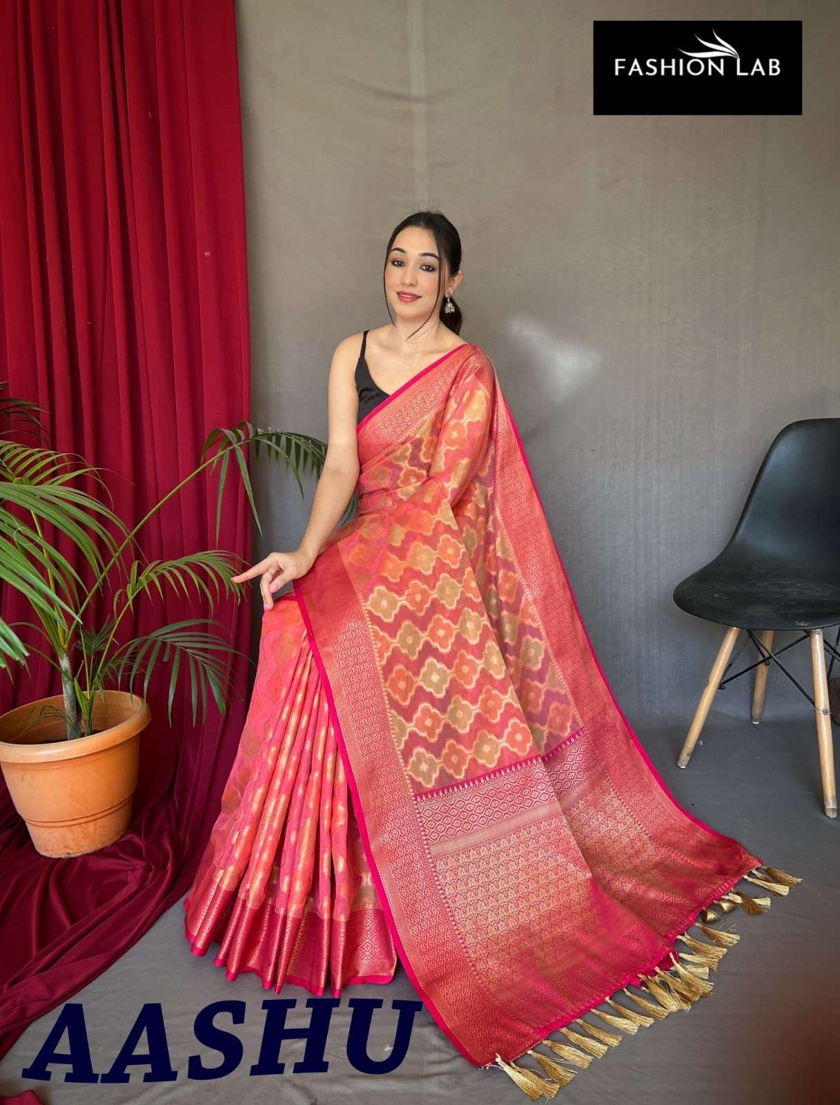 Aashu By Fashion Lab 9101 To 9106 Series Indian Traditional Wear Collection Beautiful Stylish Fancy Colorful Party Wear & Occasional Wear Tussar Silk Sarees At Wholesale Price