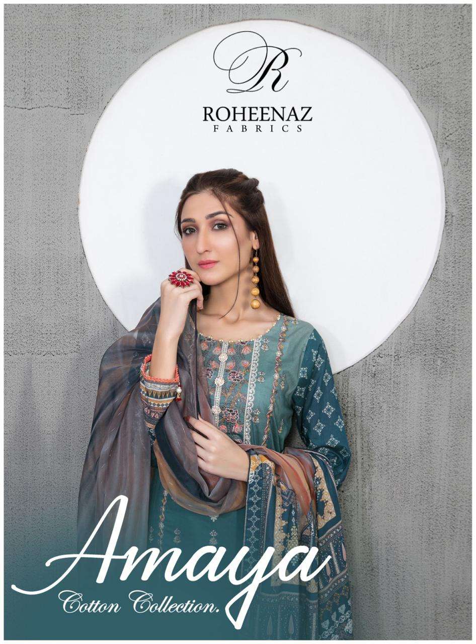 Amaya By Roheenaz Fabrics 01 To 06 Series Designer Festive Suits Beautiful Fancy Stylish Colorful Party Wear & Occasional Wear Pure Cotton Print Dresses At Wholesale Price