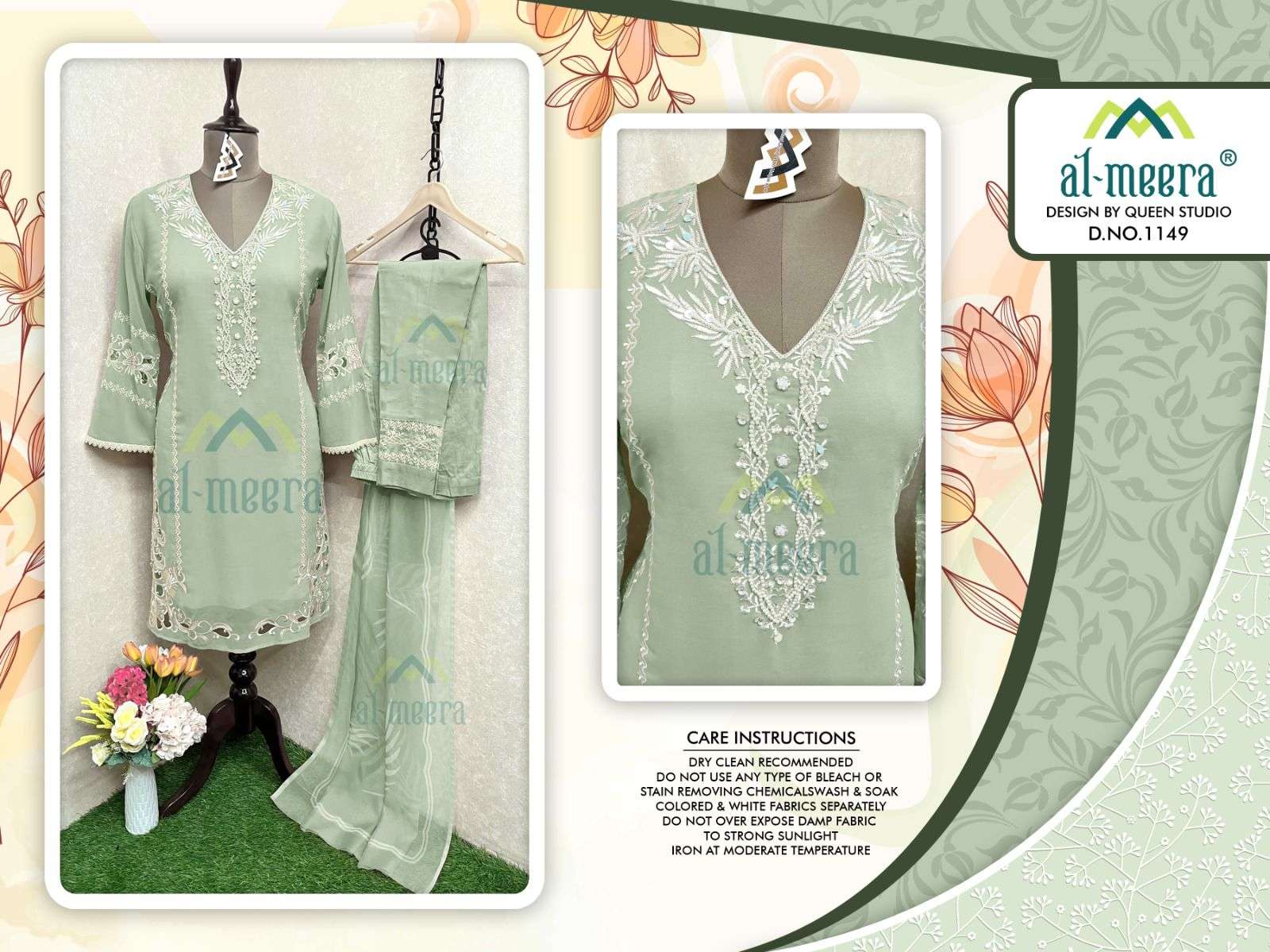 Al-Meera Hit Design 1149 Colours Vol-2 By Al-Meera 1149-E To 1149-I Series Beautiful Pakistani Suits Colorful Stylish Fancy Casual Wear & Ethnic Wear Faux Georgette Dresses At Wholesale Price