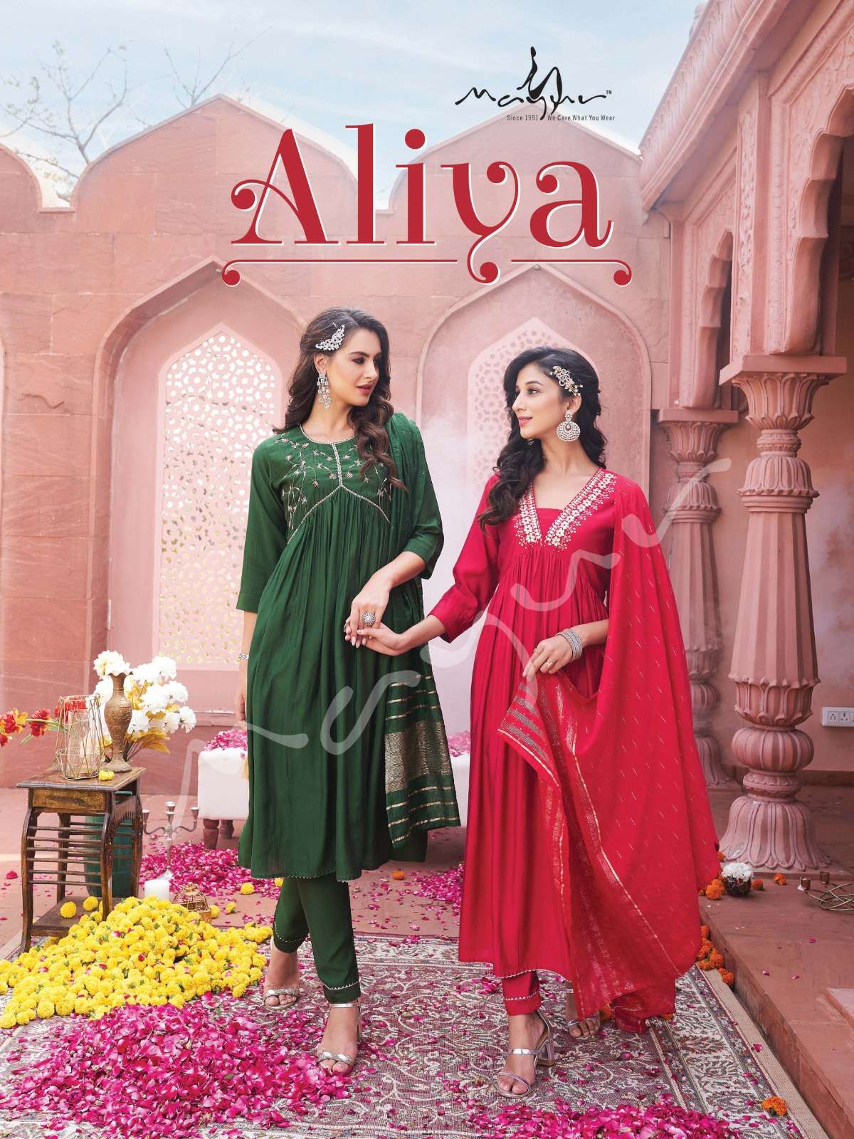Aliya By Mayur Fashion 01 To 06 Series Beautiful Sharara Suits Colorful Stylish Fancy Casual Wear & Ethnic Wear Viscose Silk Embroidered Dresses At Wholesale Price