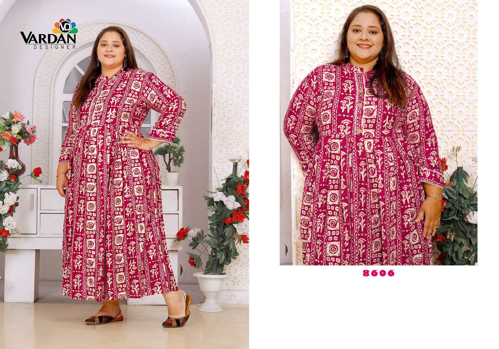 Big Size Vol-2 By Vardan Designer 8605 To 8606 Series Beautiful Stylish Fancy Colorful Casual Wear & Ethnic Wear Rayon Print Kurtis At Wholesale Price