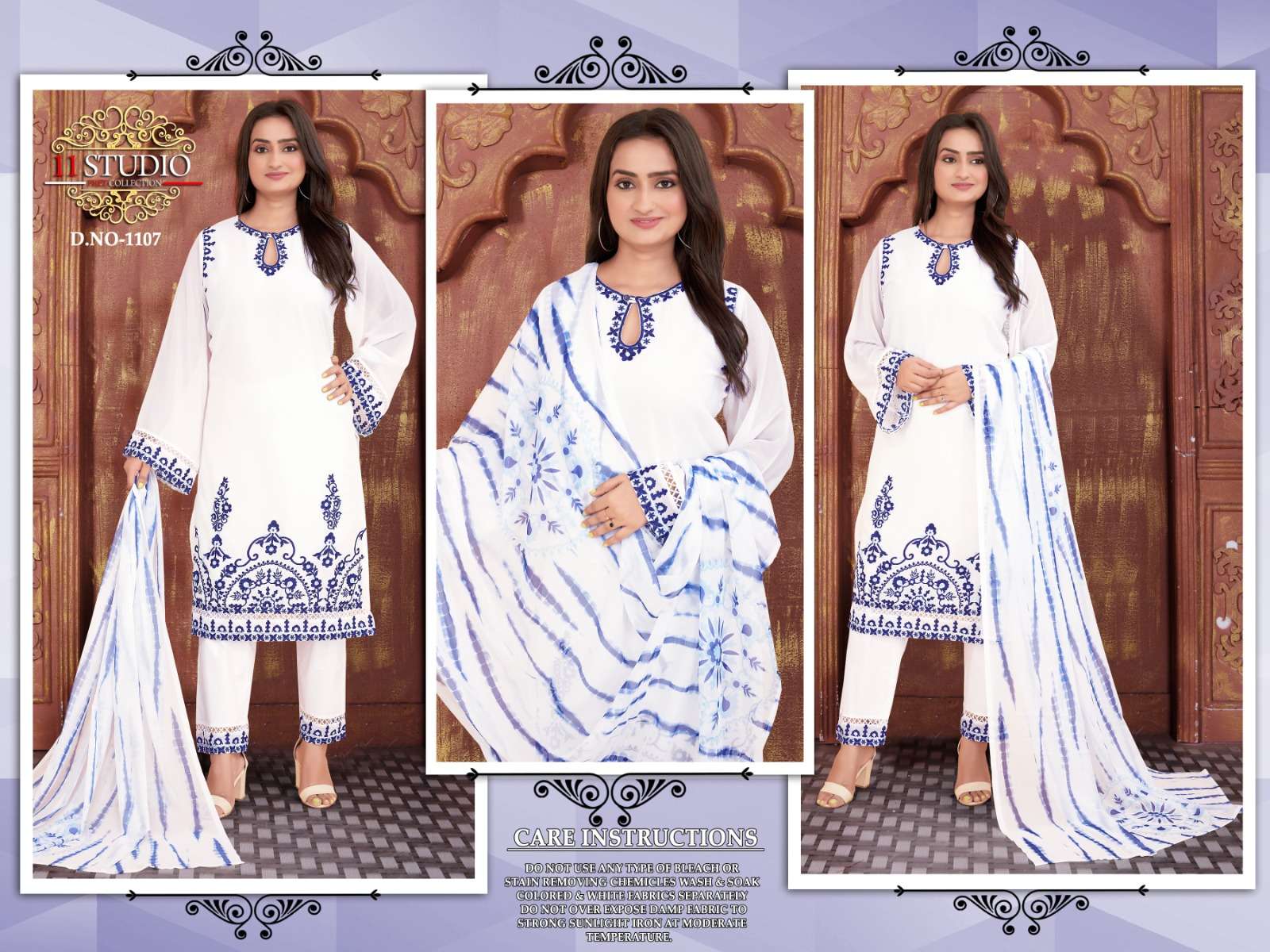 Eleven 1107 Colours By Eleven 1107-A To 1107-B Series Beautiful Pakistani Suits Colorful Stylish Fancy Casual Wear & Ethnic Wear Pure Georgette Embroidered Dresses At Wholesale Price