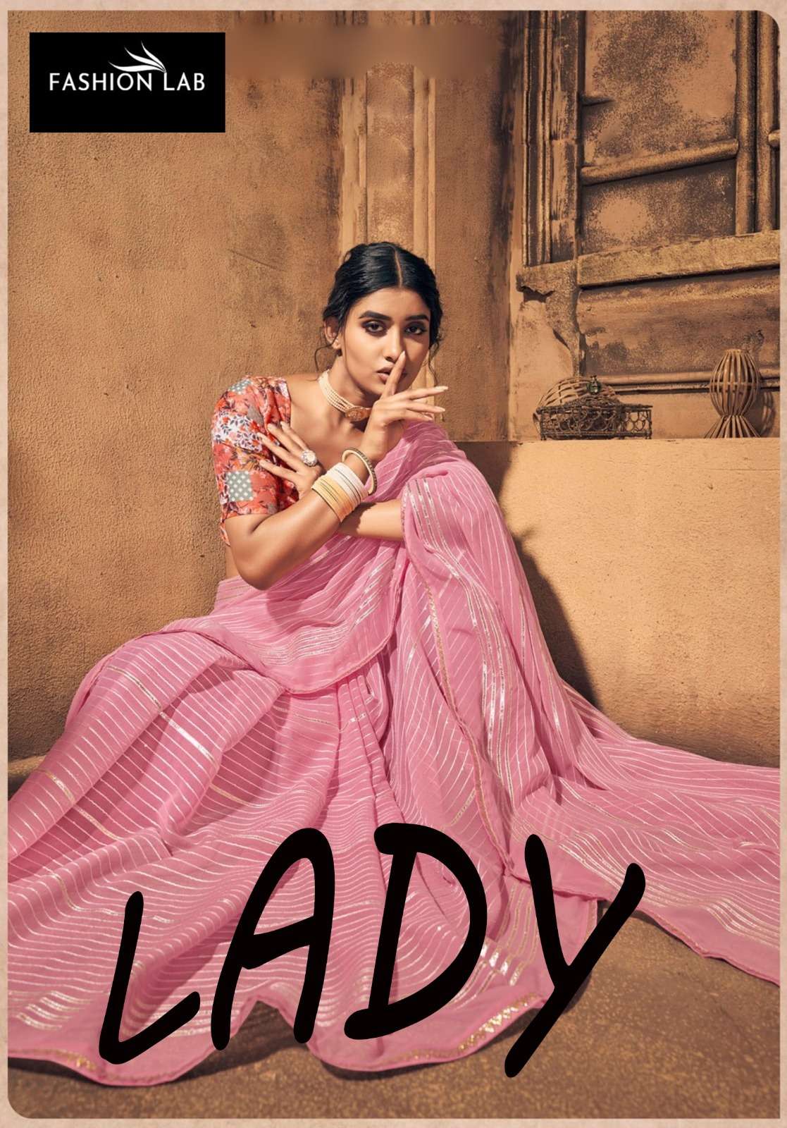 Lady By Fashion Lab 1001 To 1006 Series Indian Traditional Wear Collection Beautiful Stylish Fancy Colorful Party Wear & Occasional Wear Georgette Sarees At Wholesale Price