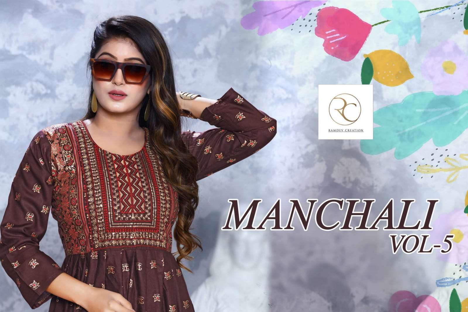Manchali Vol-5 By Rc 1001 To 1008 Series Beautiful Stylish Fancy Colorful Casual Wear & Ethnic Wear Rayon Print Gowns At Wholesale Price