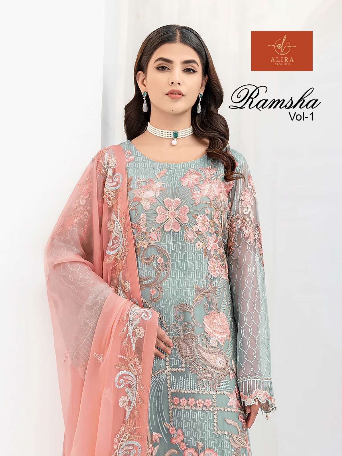 Ramsha Vol-1 By Alira 01 To 03 Series Beautiful Pakistani Suits Colorful Stylish Fancy Casual Wear & Ethnic Wear Faux Georgette Embroidered Dresses At Wholesale Price