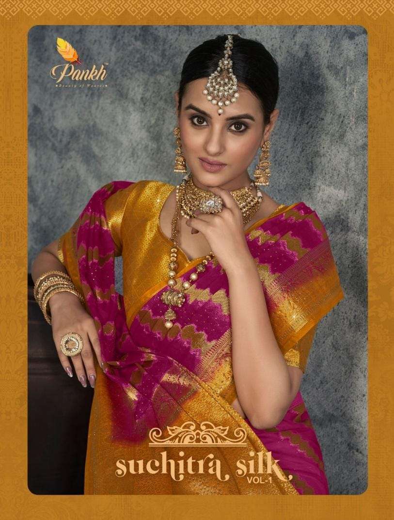 Suchitra Silk Vol-1 By Pankh Creation 4701 To 4708 Series Indian Traditional Wear Collection Beautiful Stylish Fancy Colorful Party Wear & Occasional Wear Silk Sarees At Wholesale Price