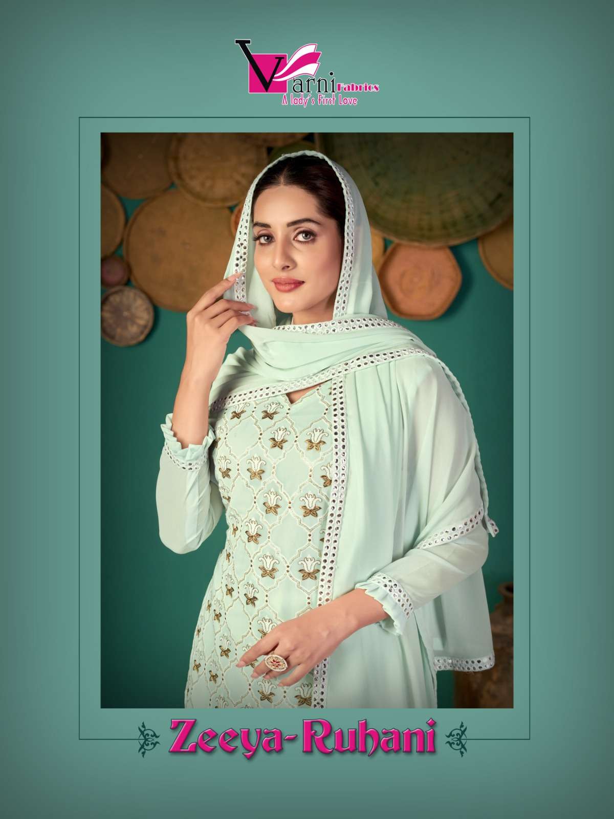 Zeeya Ruhani By Varni Fabrics 1501 To 1504 Series Beautiful Suits Colorful Stylish Fancy Casual Wear & Ethnic Wear Faux Georgette Dresses At Wholesale Price